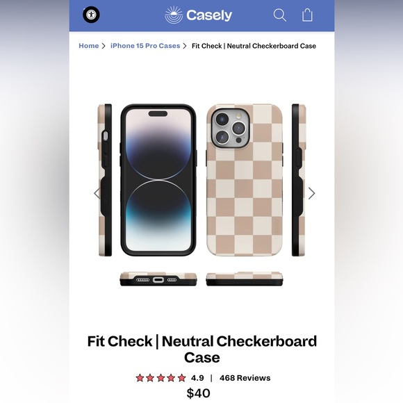 Casely Fit Check Neutral Checkerboard Case | IPhone 15 pro - Picture 3 of 5